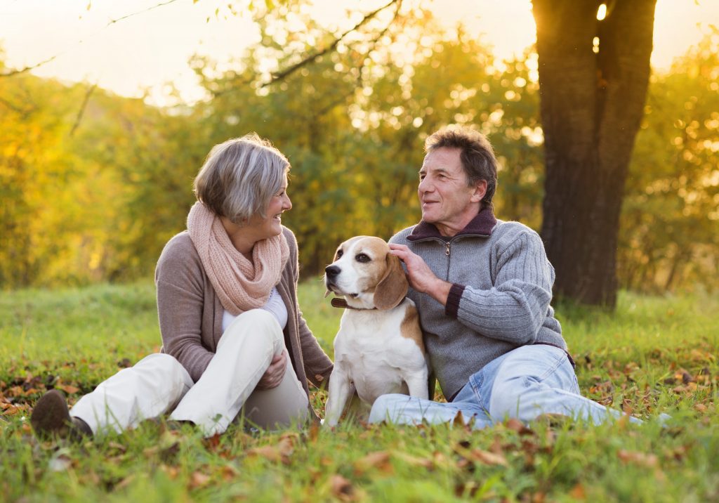 Seniors in retirement with dog