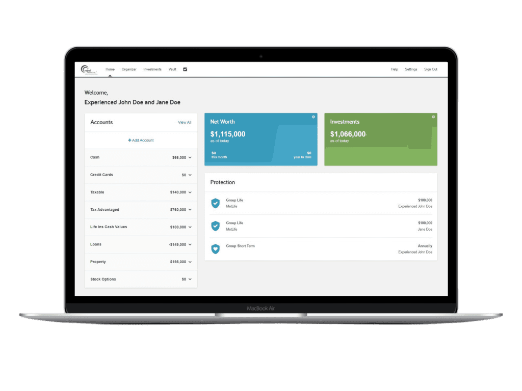 rebel Financial Personal Website Example Dashboard Screen